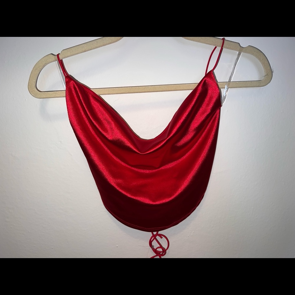 Windsor Satin open back crop top